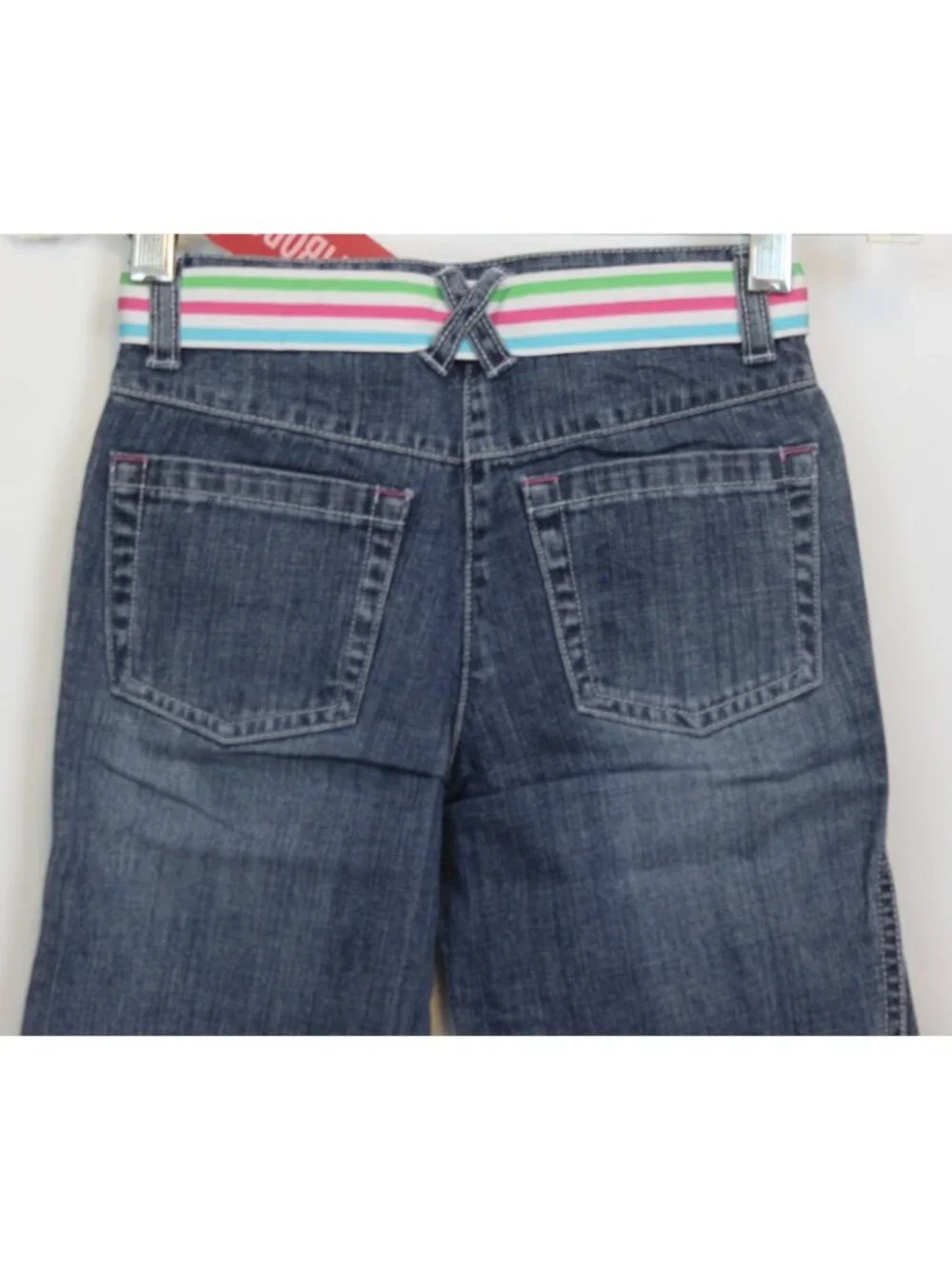 2008 Gymboree Tennis Match sz 5 Flared Jeans Ribbon Belt Adjustable Waist Wide